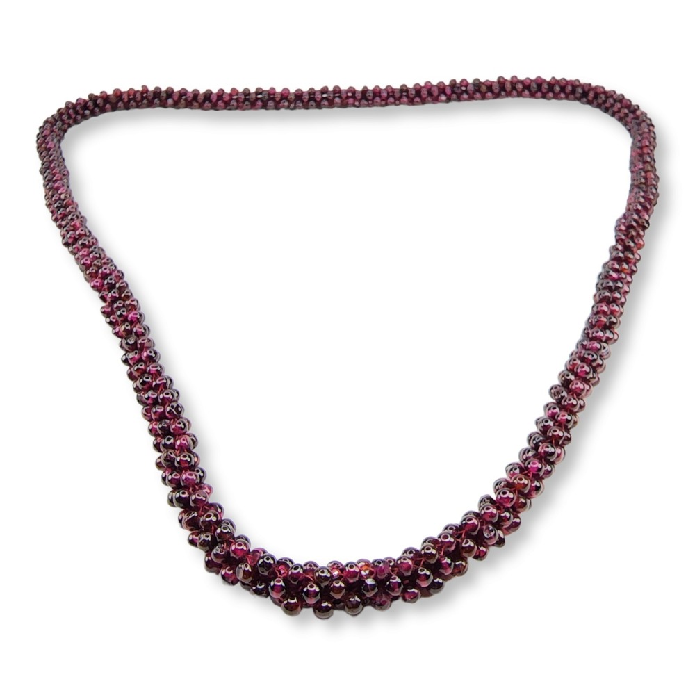 Vintage Genuine Garnet Rope Style Necklace No Clasp 25 Inches